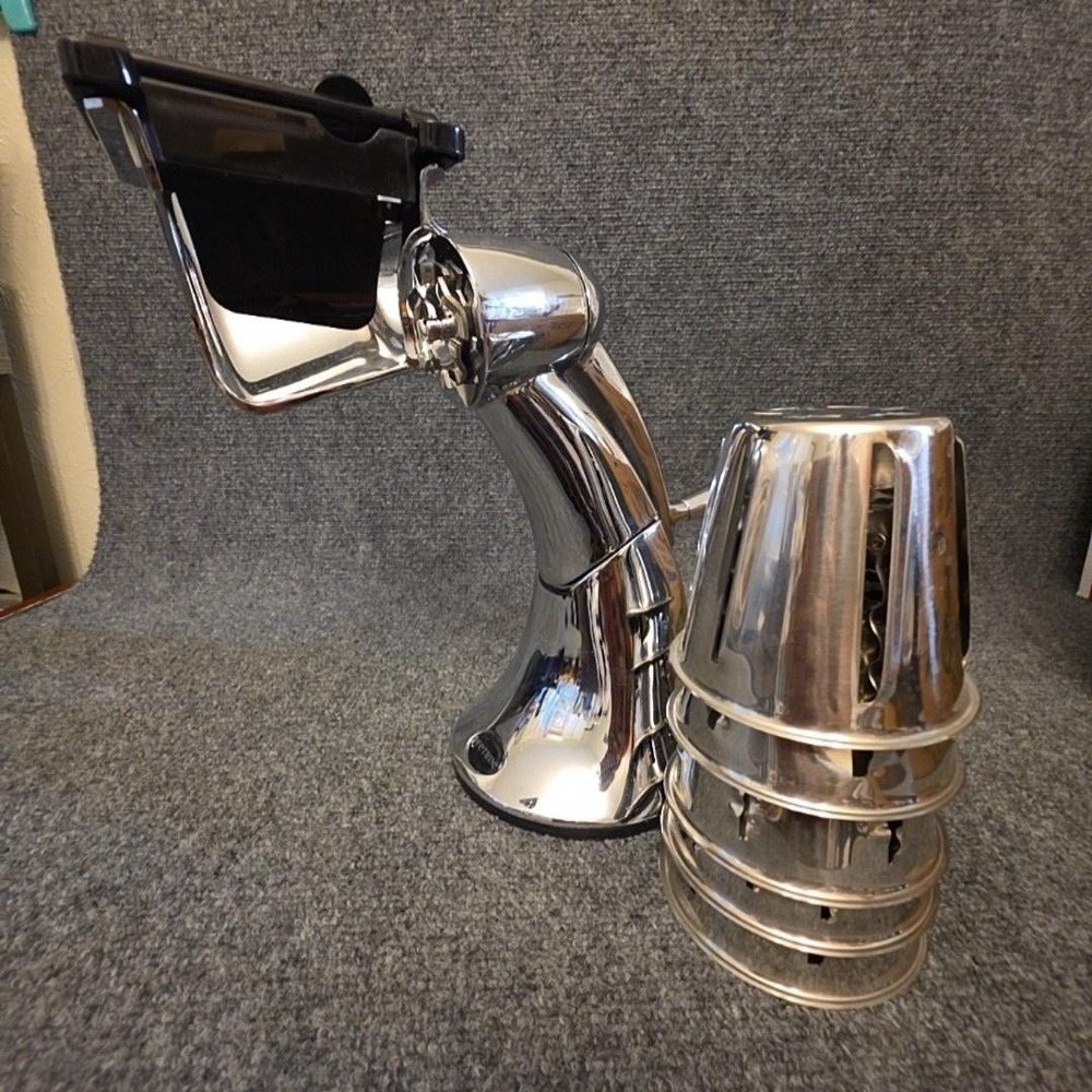 Lifetime Rotary Grater Manual Cheese Slicer Shredder 5 Drum Cones Silver Metal
